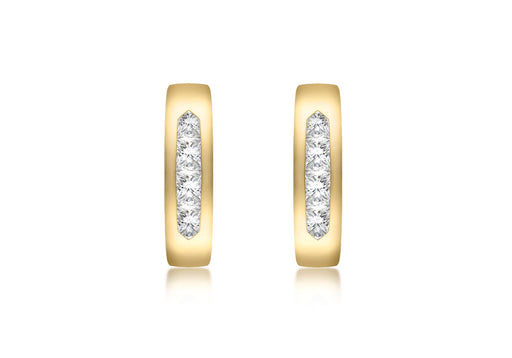 9ct Yellow Gold Channel Set Zirconia  Stud Earrings