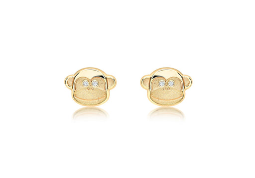 9ct Yellow Gold Zirconia  Monkey Stud Earrings