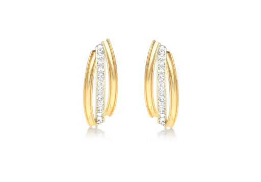 9ct Yellow Gold Zirconia  6.2mm x 16.5mm Triple Band Stud Earrings