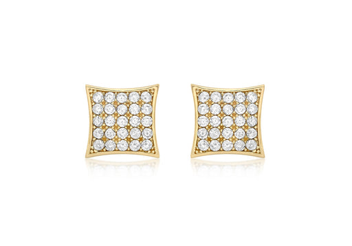 9ct Yellow Gold Zirconia  9mm Square Stud Earrings