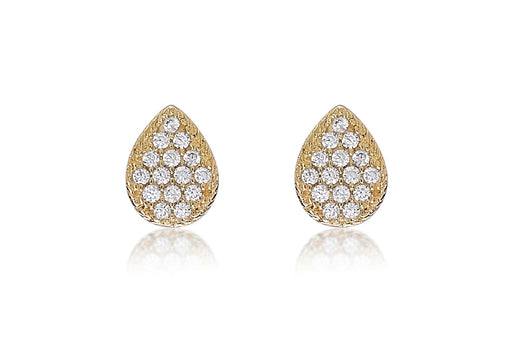 9ct Yellow Gold Zirconia  6mm x 8mm Pear Shaped Stud Earrings