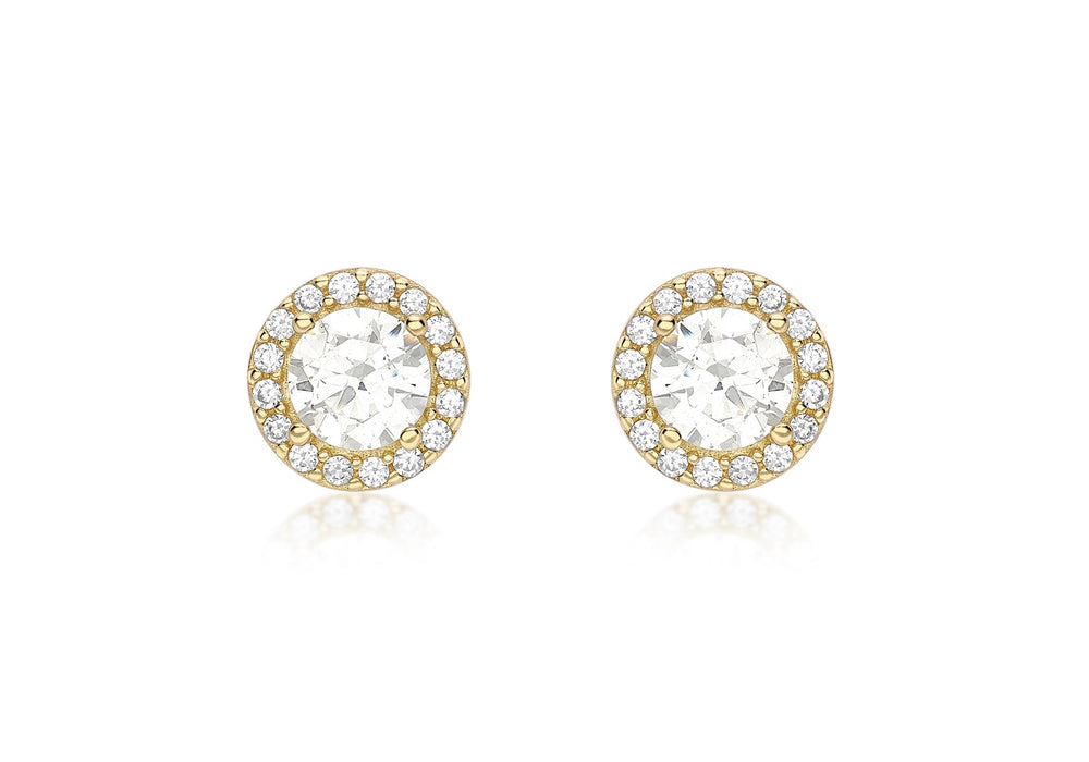 9ct Yellow Gold Zirconia  7.7mm Stud Earrings