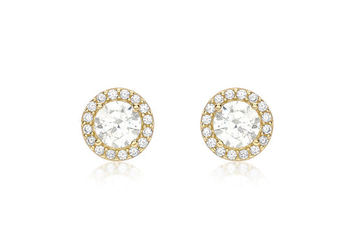 9ct Yellow Gold Zirconia  7.7mm Stud Earrings