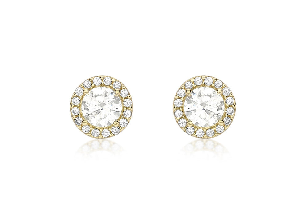 9ct Yellow Gold CZ Stud Earrings