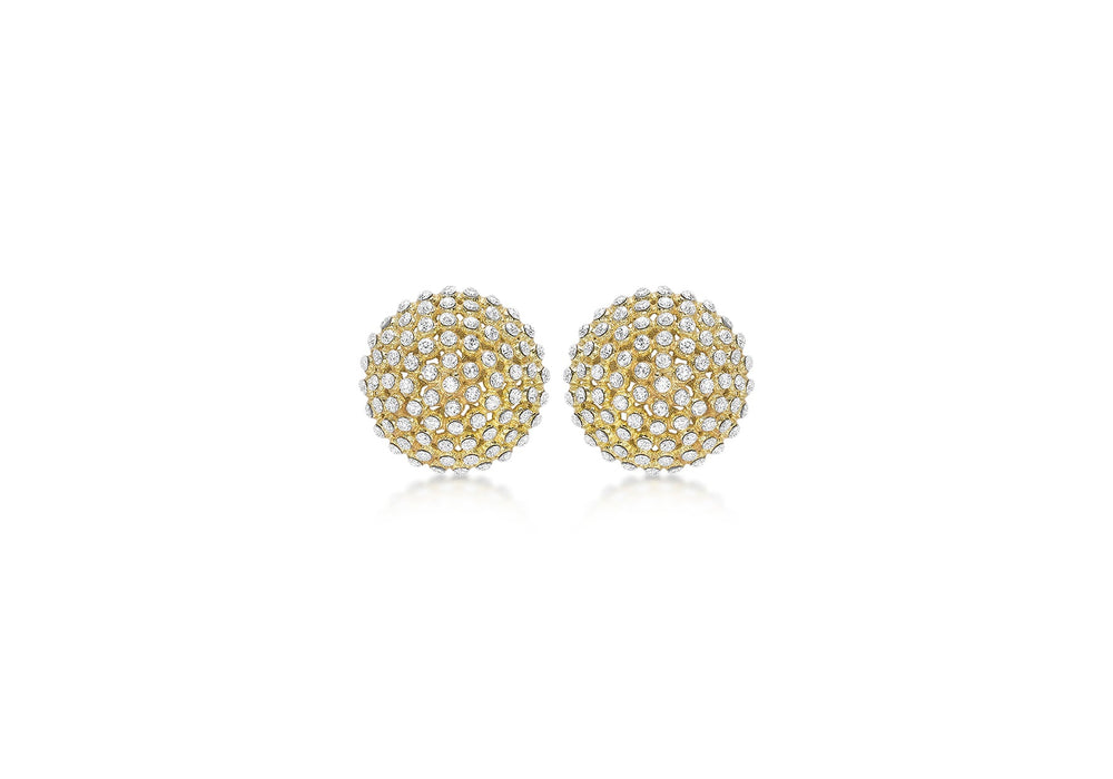 9ct Yellow Gold Zirconia  16mm Dome Stud Earrings