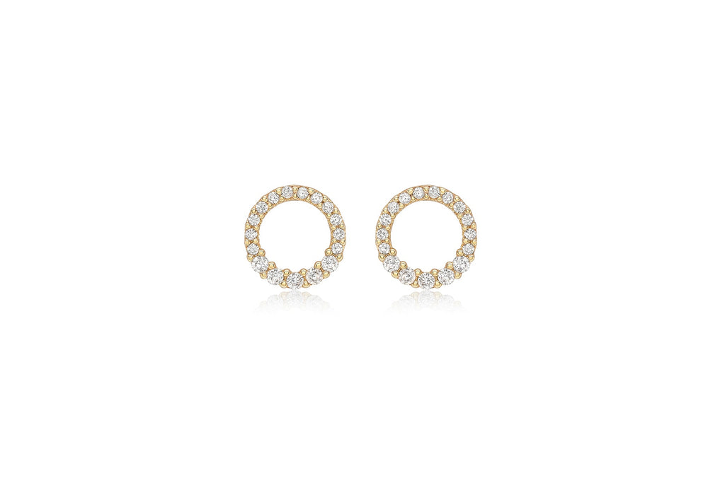 9ct Yellow Gold Graduated Zirconia  10.3mm Circle Stud Earrings