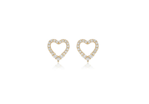 9ct Yellow Gold Graduated Zirconia  10.4mm x 10.8mm Heart Stud Earrings