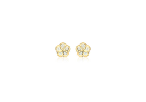 9ct Yellow Gold Mother of Pearl 6mm Flower Stud Earrings