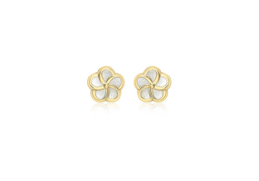 9ct Yellow Gold Mother of Pearl 8.5mm Flower Stud Earrings