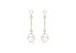 9ct Yellow Gold Pearl & Bar Drop Earrings