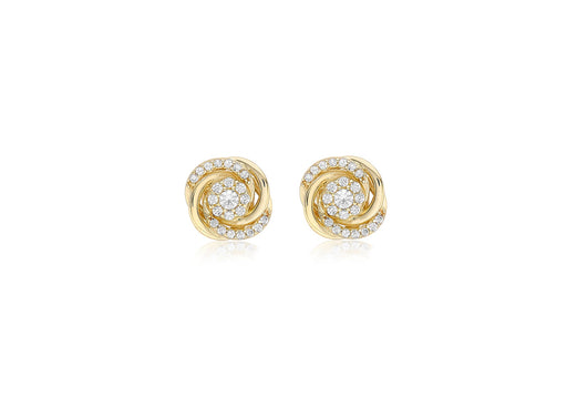 9ct Yellow Gold Zirconia  9mm Rose Stud Earrings