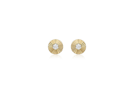 9ct Yellow Gold Zirconia  6mm onertinaed Disc Stud Earrings