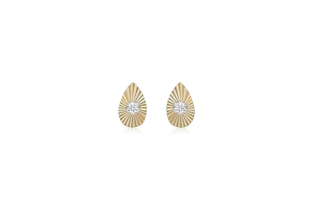 9ct Yellow Gold Zirconia  4.9mm x 7.7mm onertinaed Teardrop Stud Earrings