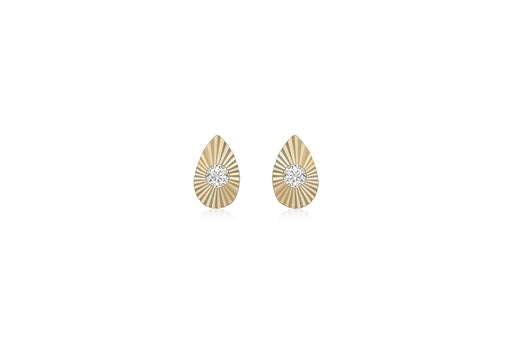 9ct Yellow Gold Zirconia  4.9mm x 7.7mm onertinaed Teardrop Stud Earrings