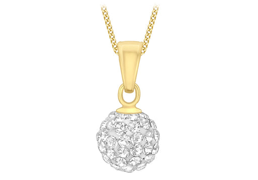 9ct Yellow Gold Crystal 7mm Ball Pendant