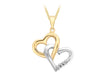 9ct 2-Colour Gold 0.01t Double-Heart Diamond Pendant