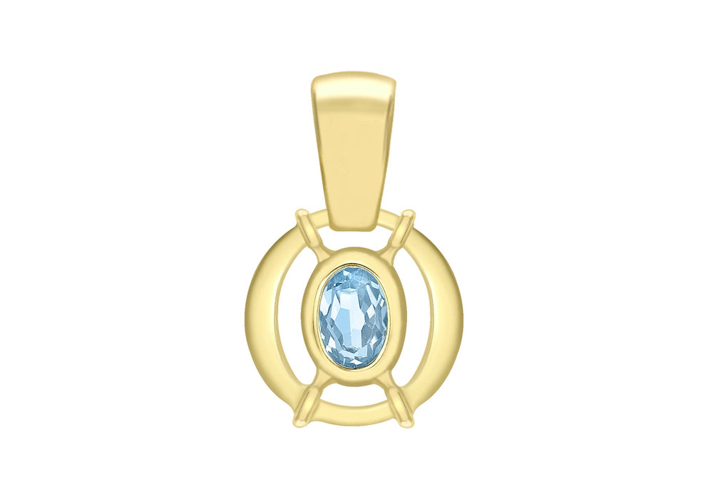 9ct Yellow Gold Blue Topaz Pendant