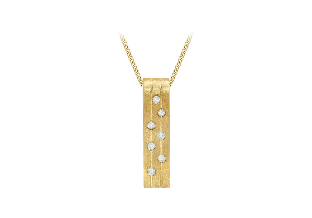 9ct Yellow Gold 0.07t Diamond Satin Bar Slider Pendant