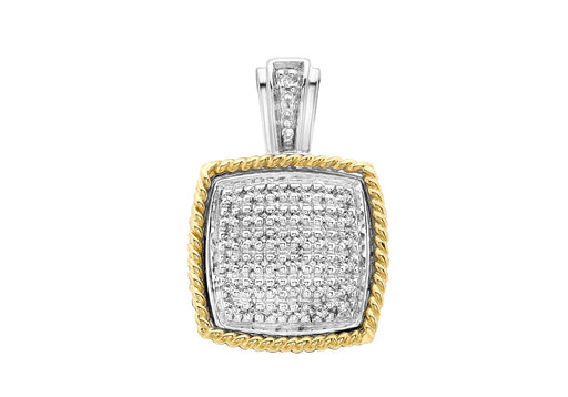 9ct 2-Colour Gold 0.12t Pave Set Diamond Square Pendant