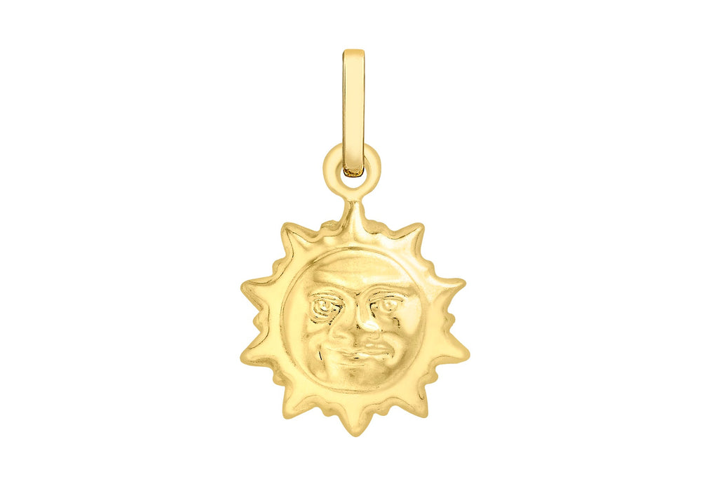 9ct Yellow Gold 12mm x 18mm Sun Pendant