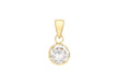 9ct Yellow Gold 7mm Zirconia  Round Pendant