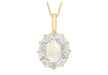 9ct Yellow Gold 0.03t Diamond and Opal Pendant