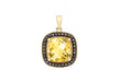 9ct Yellow Gold 0.14ct Black Diamond Cushion Cut Citrine Pendant