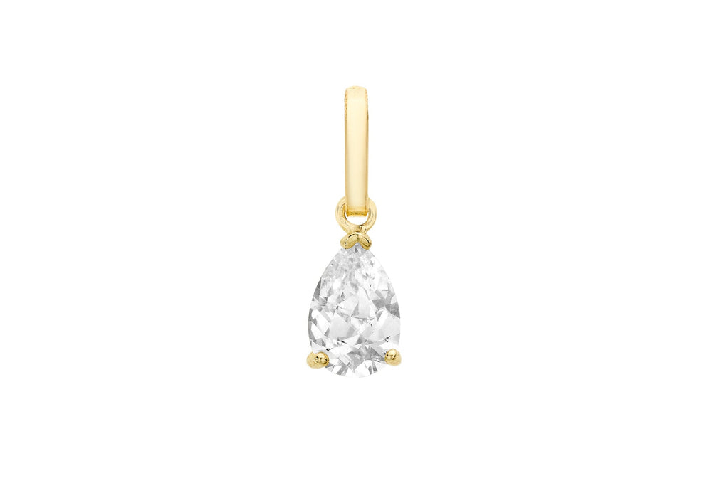 9ct Yellow Gold Zirconia  Teardrop Pendant