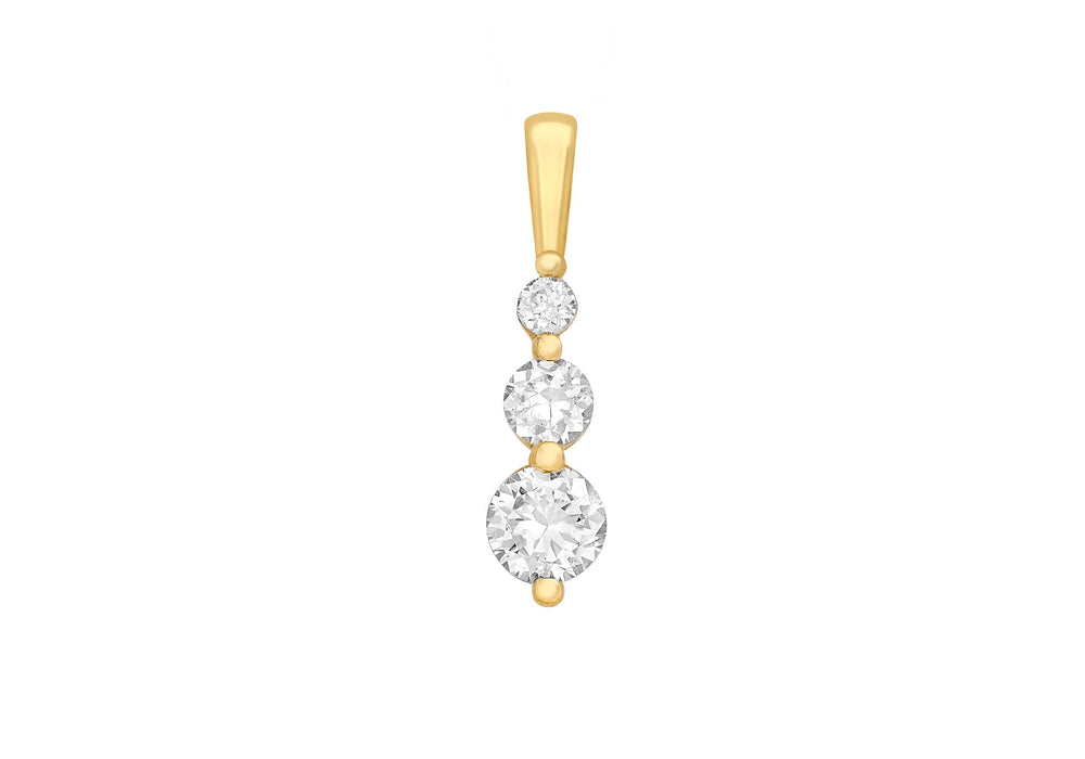 9ct Yellow Gold Zirconia  Trilogy Pendant