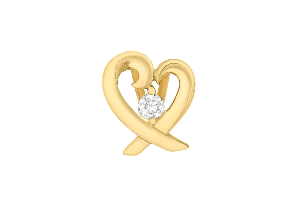 9ct Yellow Gold Zirconia  Ribbon Heart Pendant