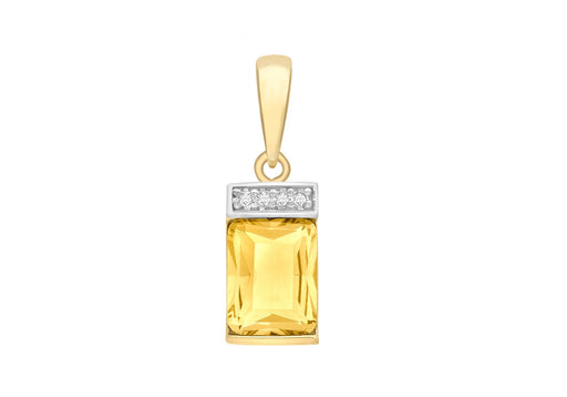 9ct Yellow Gold Diamond and   8mm x 24mm Rectangular Pendant