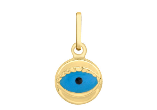 9ct Yellow Gold 6mm x 11mm Enamel Evil Eye Pendant