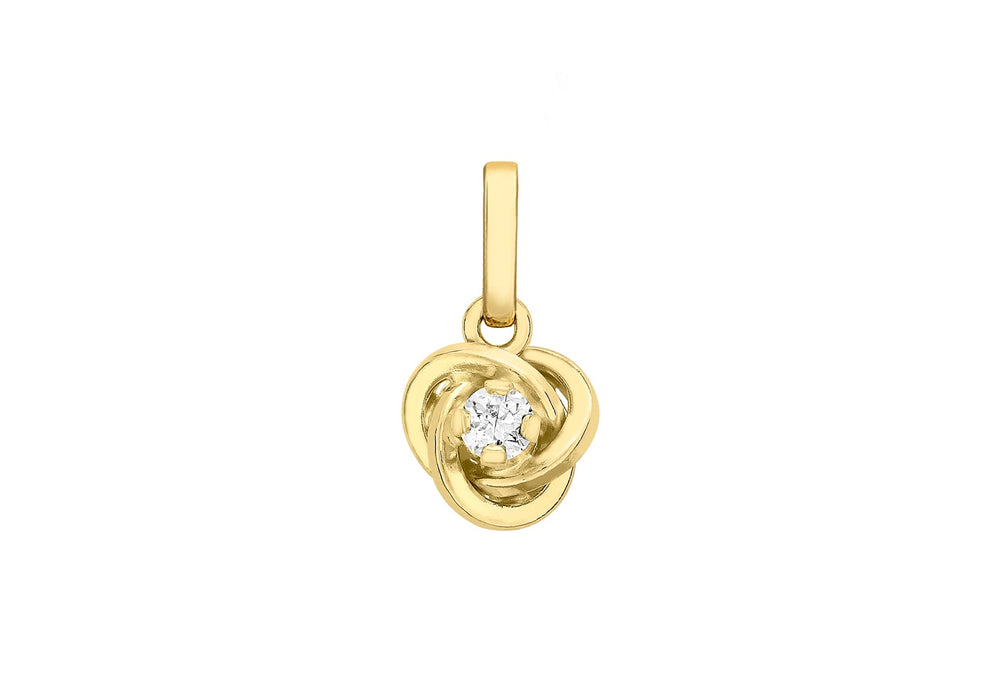 9ct Yellow Gold Zirconia  7mm x 12mm Swirl Pendant