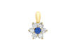 9ct Yellow Gold Blue and White Zirconia  9mm x 13mm Flower Cluster Pendant