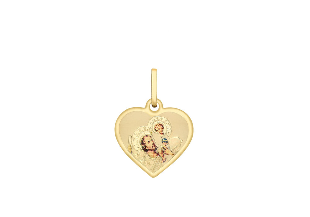 9ct Yellow Gold St Christopher Heart Satin Pendant