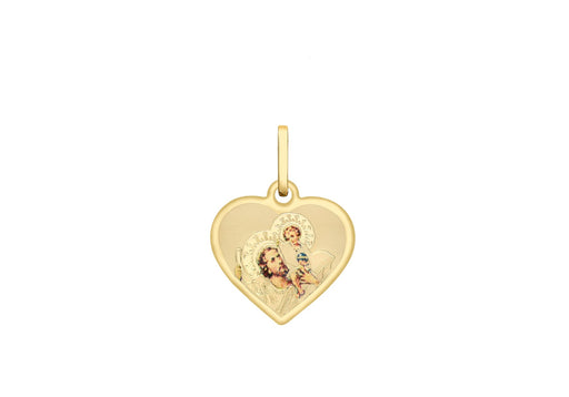 9ct Yellow Gold St Christopher Heart Satin Pendant