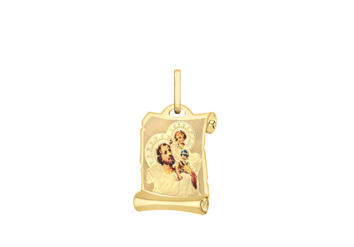 9ct Yellow Gold Saint Christopher Scroll Satin Pendant