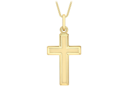 9ct Yellow Gold Bevelled Edge Cross Pendant