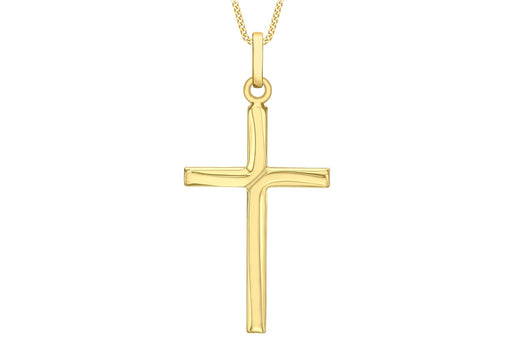 9ct Yellow Gold 18mm x 37mm Twist Cross Pendant