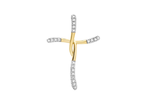 9ct 2-Colour Gold 0.15t Diamond Cross Slider Pendant