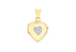 9ct Yellow Gold Zirconia  Heart Detail Heart Locket Pendant