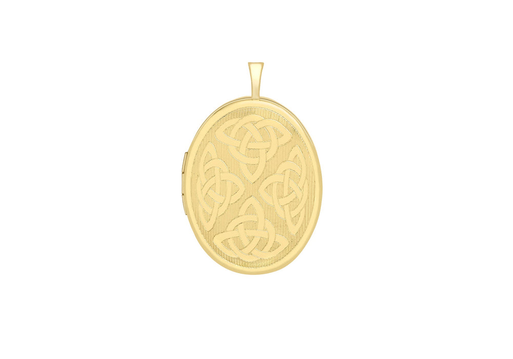 9ct Yellow Gold Etched Celtic Oval Locket