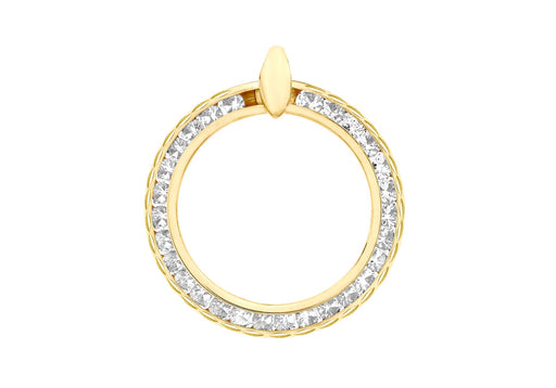 9ct Yellow Gold Diamond Cut Zirconia Cutout Circle Pendant