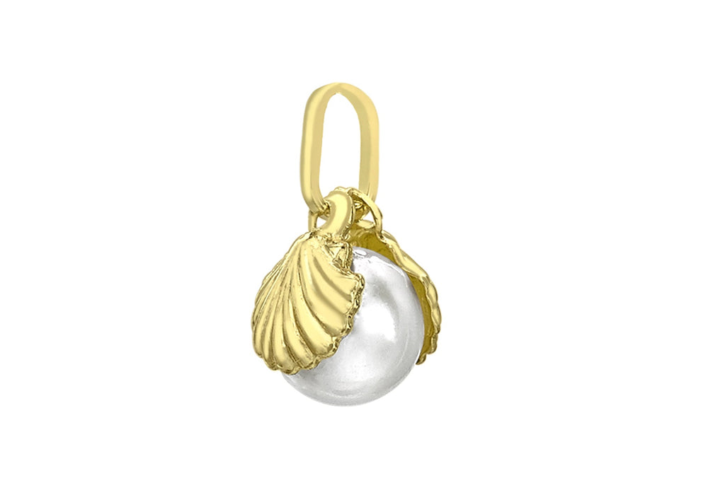 9ct Yellow Gold 7mm x 11mm Shell & Pearl Pendant