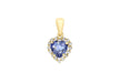 9ct Yellow Gold Blue & White Zirconia  Stone Set Heart Pendant