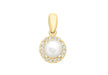 9ct Yellow Gold Zirconia  and Pearl 8mm x 15mm Pendant