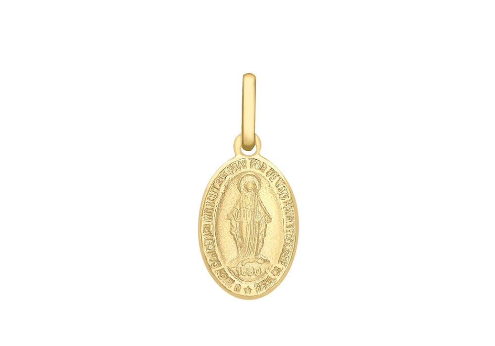 9ct Yellow Gold 9mm x 21mm Oval Holy Mary Pendant