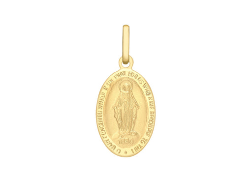 9ct Yellow Gold 11mm x 23mm Oval Holy Mary Pendant