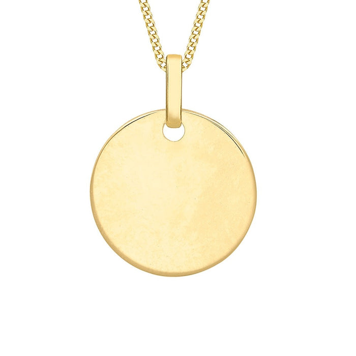 9ct Yellow Gold 14mm Round Disc Pendant