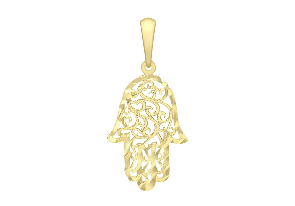 9ct Yellow Gold Diamond Cut Hamsa Pendant